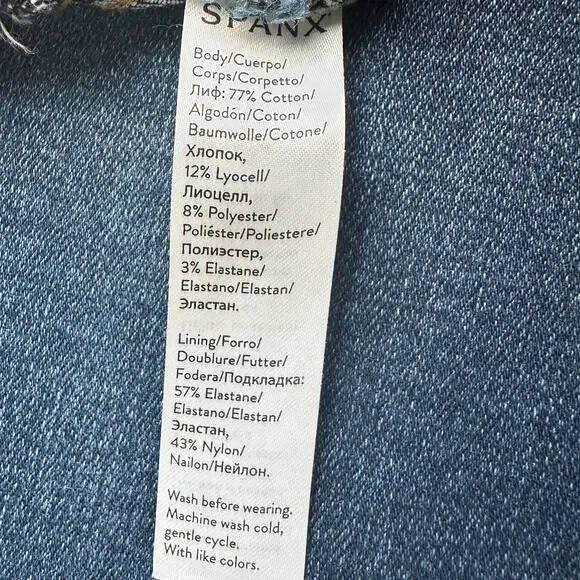 Spanx Jeans Womens Extra Large Blue Pullon Stretch Skinny Ankle Raw Hem Slimming - Picture 7 of 14